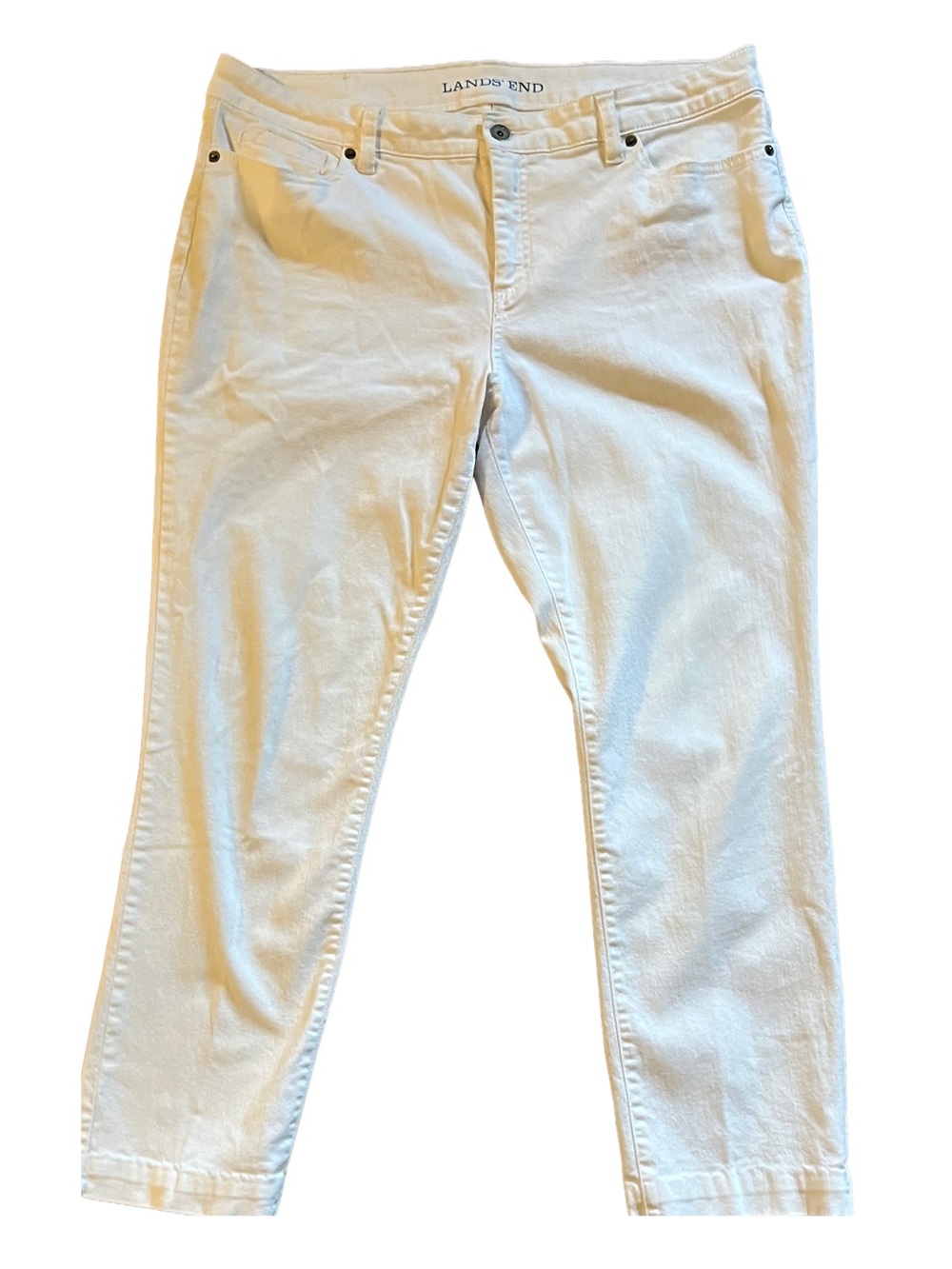 Lands' End Women's Mid-Rise Slim Jeans in White 14P